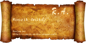 Roszik Anikó névjegykártya