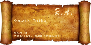 Roszik Anikó névjegykártya